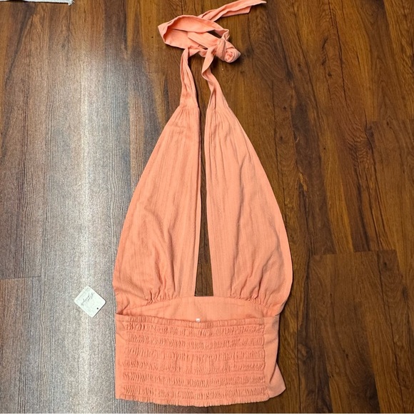 Free People Orange Tie Front Sleeveless Tank Top - Picture 2 of 8